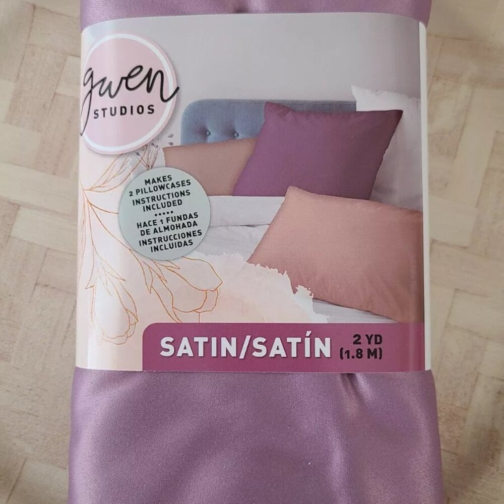 gwen STUDIOS 2yds (58" x 72") plum purple satin makes 2 pillowcases fabric